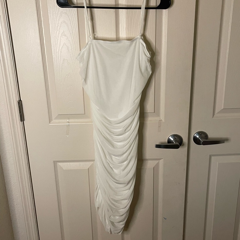 White ruched dress